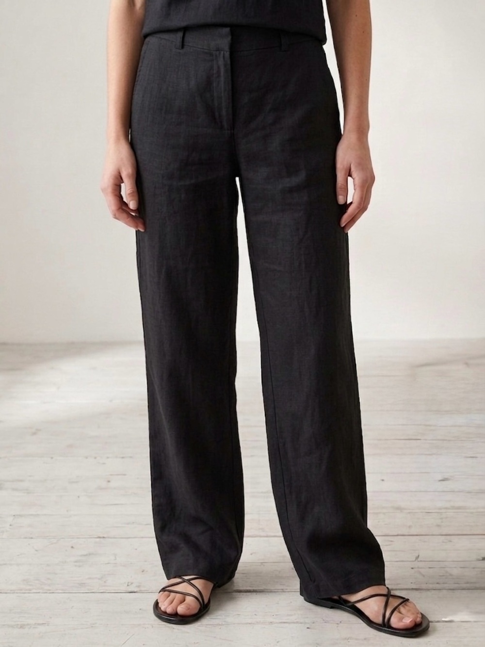 Vintage Linen Trouser Pants Women’s Size 32 Black 90s - Picture 8 of 8